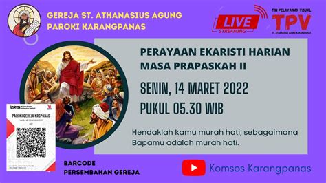 Perayaan Ekaristi Harian Prapaskah Ii Senin Maret Pukul