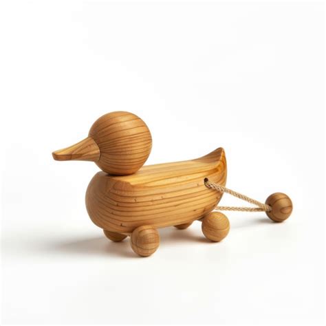 Premium Photo A Charming Wooden Toy Duck Sits On A Clean White Backdrop