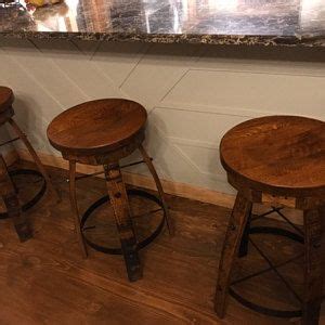 Whiskey Barrel Stave Bar Stools With Wooden Swivel Seats FREE Etsy