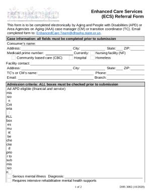 Enhanced Care Services Ecs Referral Doc Template Pdffiller