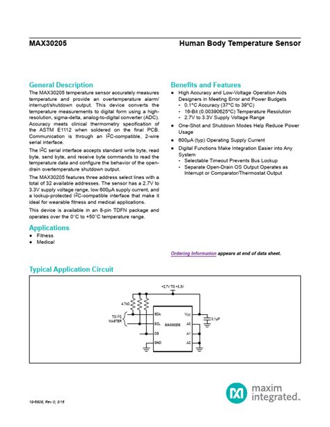 MAX30205 Sensor Datasheet Distribuidor Stock Y Mejor Precio