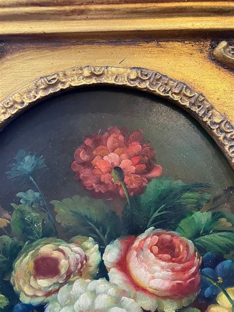 Proantic Oil On Panel Bouquets Of Flowers