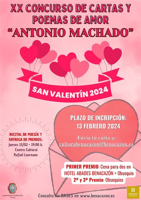 CULTURA CONVOCA EL XX CONCURSO DE CARTAS Y POEMAS DE AMOR ANTONIO