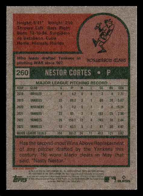 Nestor Cortes 2024 Topps Heritage 260 New York Yankees Buy10get5FREE