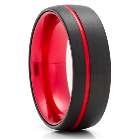 Black Tungsten Wedding Ring Red Tungsten Ring Red Wedding Ring R Clean Casting Jewelry