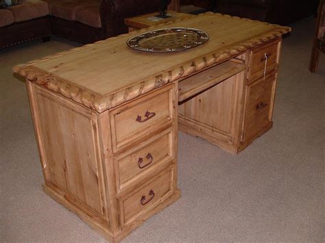 Rustic Pine Executive Desk Back View With Drawers Pull Ou Flickr