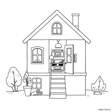 Dollhouse Colouring Page