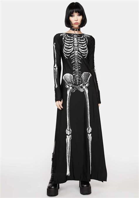 Sexy Skeleton Maxi Dress Costume Dolls Kill