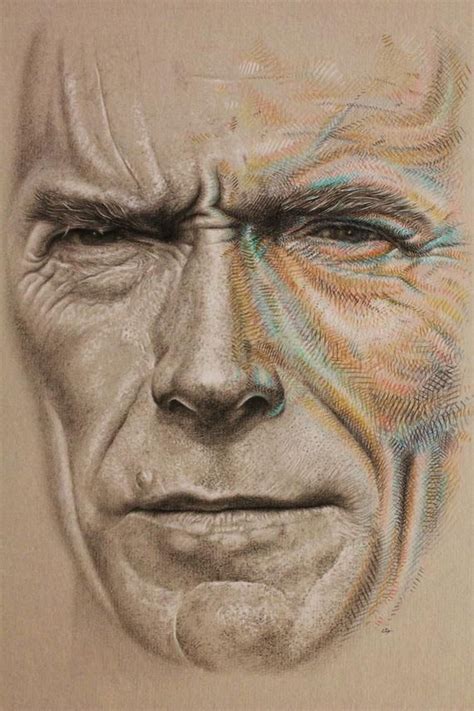 Clint Eastwood Portrait Original Artwork Portrait Drawing Celebrity