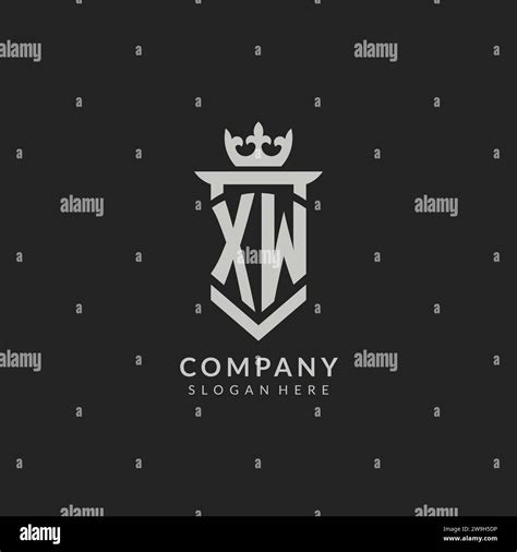 Initial Xw Shield And Crown Logo Style Vector Graphic Stock Vector