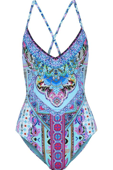 Camilla Crystal Embellished Printed Swimsuit The Outnet