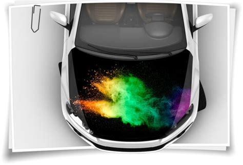 Motorhaube Auto Aufkleber Regenbogen Pulver Explosion Bunt Rauch