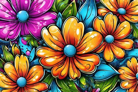 Flower Graffiti Wallpaper, Graffiti Background, Floral Graffiti Pattern ...