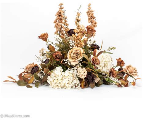 Custom Brown And Cream Silk Floral Arrangement Traditional