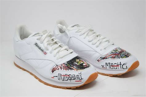 Reebok Classic 059503 Athletic Casual Sneakers Men Size12 White Professionally Custom Painted