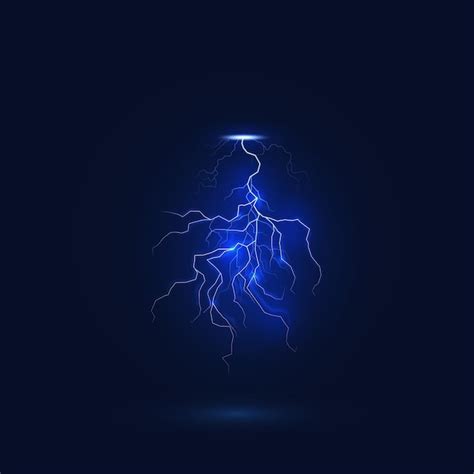 Premium Vector Thunderstorm Lightning Realistic Stormy Night Sky With