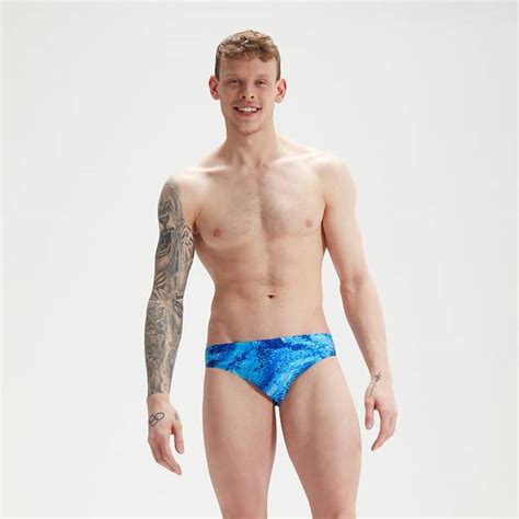 Men S Club Training 5cm Allover Digital Brief Blue Speedo