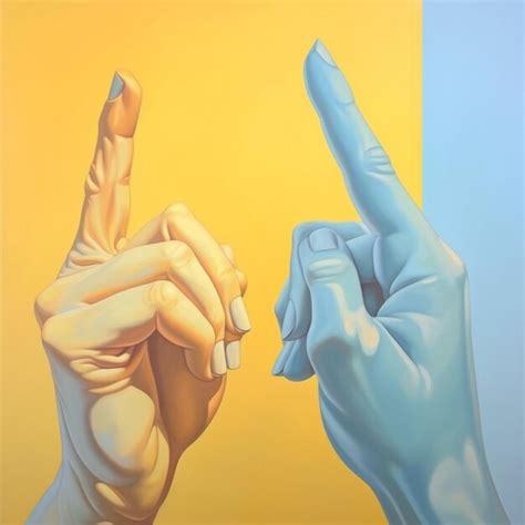 Premium AI Image | Painting of two hands with fingers up in the air ...