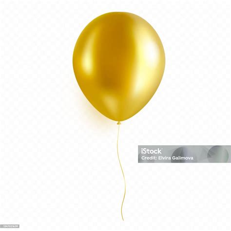 Balon Helium Emas Diisolasi Di Latar Belakang Transparan Golden Ballon