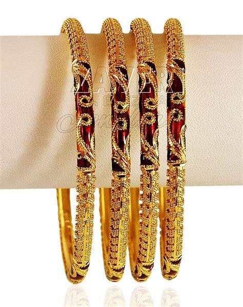 22k Gold Meena Bangles Set