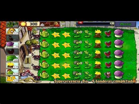 Pvz 1 Planta Contra Zombis Supervivencia Dia La Extrellas Se