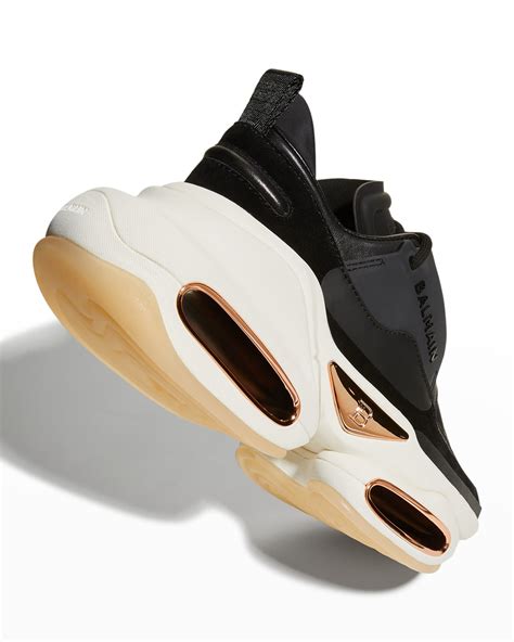 Balmain BBold Mixed Leather Fashion Sneakers | Neiman Marcus