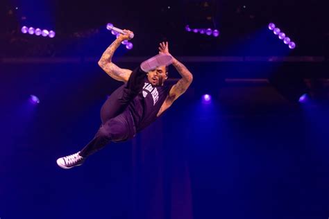 Chris Brown Gets Stuck Dangling In The Air During Concert Rescued By Ladder