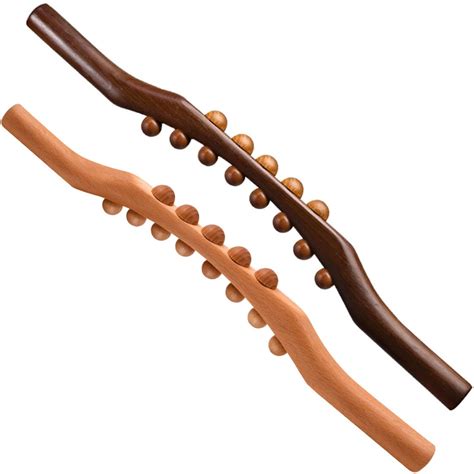 13 Beads Carbonized Wood Gua Sha Massage Stick Back Body Meridian