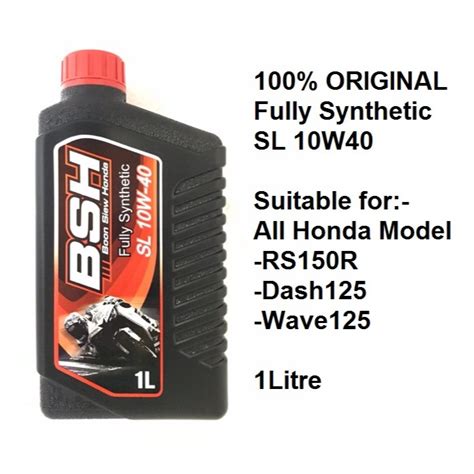 Original Bsh Boon Siew Honda Fully Synthetic Sl W Engine Oil