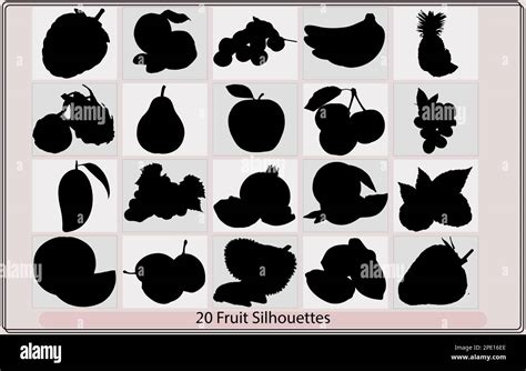 Fruit Icon Collection Silhouette Various Fruits Fruits And Berries