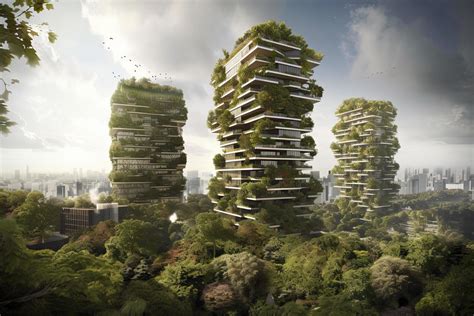 future smart cities, sustainable citys, sustainble highrises with lush ...