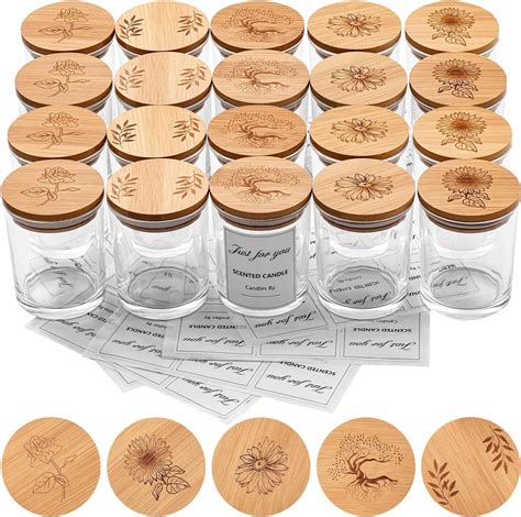 Tioncy 20 Pcs 7 Oz Candle Jars With Bamboo Lids For Making