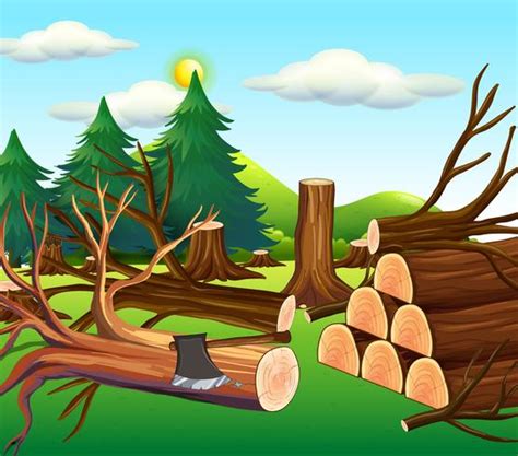 Deforestation scene with chopped woods 446795 Vector Art at Vecteezy