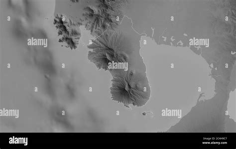 Bataan, province of Philippines. Grayscaled map with lakes and rivers ...