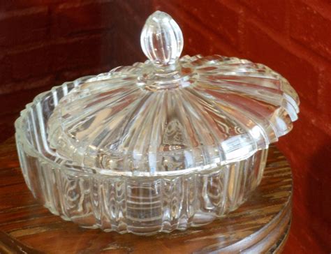 Large Decorative Glass Candy Dish With Lid