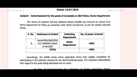 Jkp Constable Recruitment 2024 Official Notification Out By Jkssb 🔥🔥