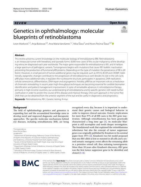 Pdf Genetics In Ophthalmology Molecular Blueprints Of Retinoblastoma