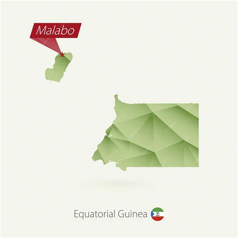 Premium Vector | Green gradient low poly map of Equatorial Guinea with capital Malabo