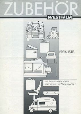 Motor Lit De VW T 3 Westfalia Equipment Pricelist 1 1988