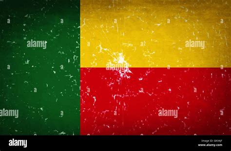 Flags Benin With Broken Glass Texture Vector Stock Vector Image Art