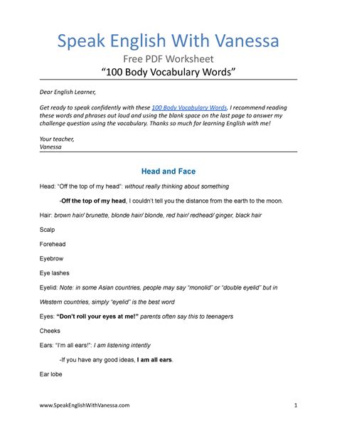 25. 100 Body Words Speak English With Vanessa - Speak English With