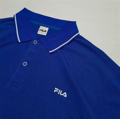 Polo Shirt Fila Kaos Kerah Basic Polos Sport Stripe Salur Rugby