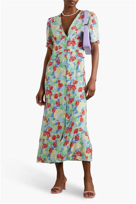 RIXO Jackson Floral Print Crepe Midi Dress THE OUTNET