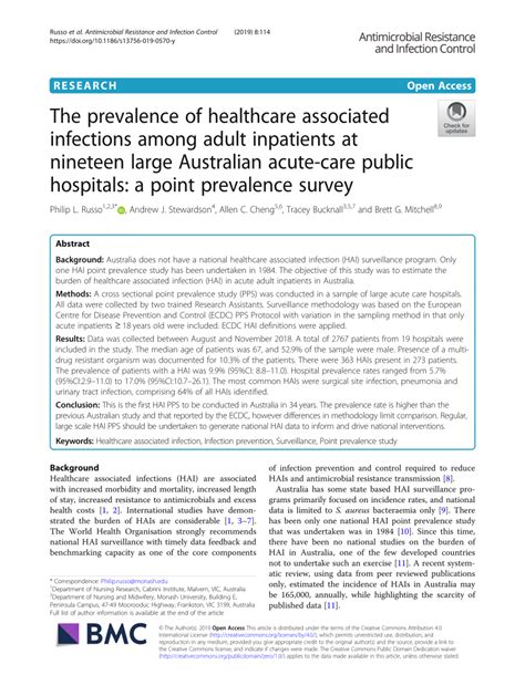 Pdf The Prevalence Of Healthcare Associated Infections Among Adult