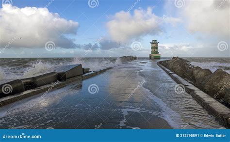 Lighthouse on the Pier of Ijmuiden in the Netherlands Stock Image ...