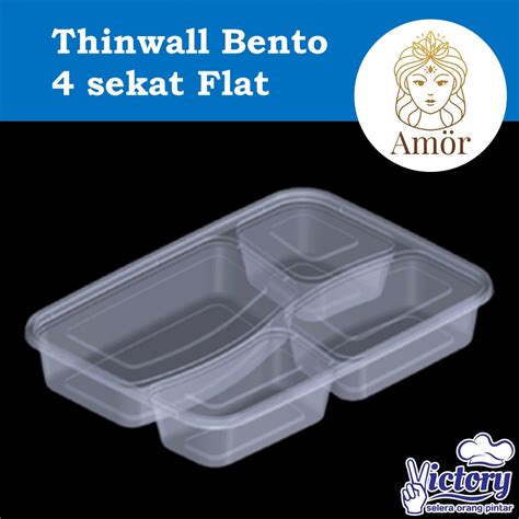 Jual Thinwall Bento 4 Sekat Flat Packaging Plastik Kotak Tempat Makan