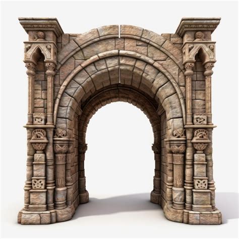 Premium AI Image | 3d Model Of Medieval Entrance Gate In Romanesque ...