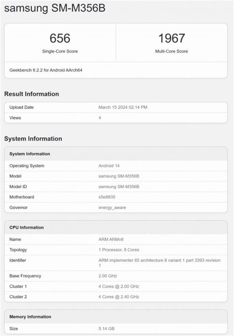 Samsung Galaxy M G Geekbench Skoru S Zd R Ld Sdn