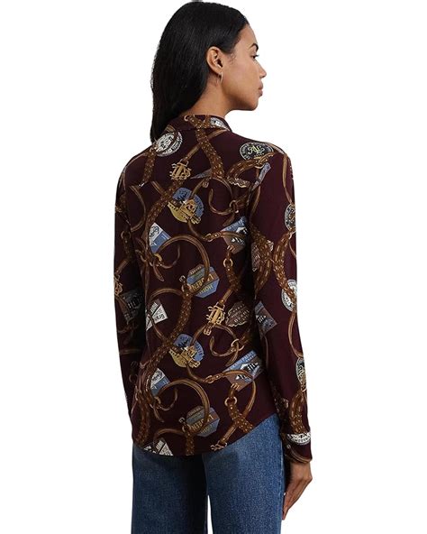 Womens Lauren Ralph Lauren Slim Fit Print Stretch Jersey Shirt