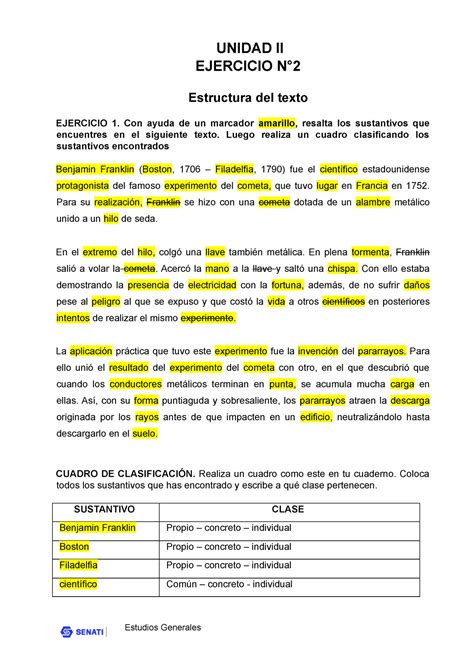 Spsu Ejercicio U Unidad Ii Ejercicio N Estructura Del Texto